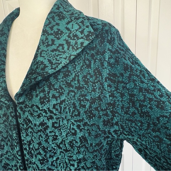 Kate Hill Green & Black Print Cozy Knit Cardigan Sweater Jacket 2X - Picture 6 of 16